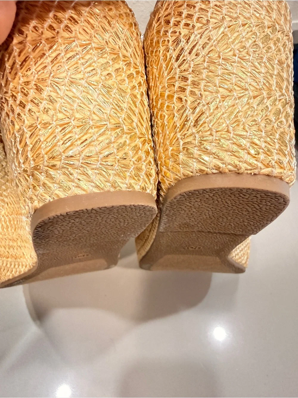 Corkys gold Woven Platform Wedge Mules